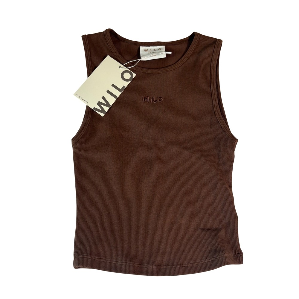 Wilo The Label Logo Rib Tank Chocolate Brown W6T395-ESP-XS NWT XS